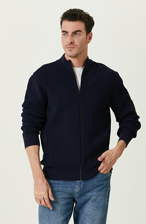 Navy Blue Knitwear Coat