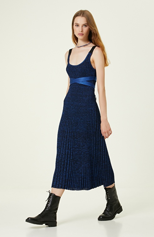 Blue Midi Knitwear Dress