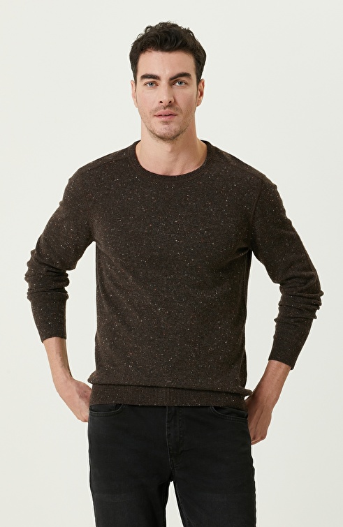 Brown Wool Blended Knitwear