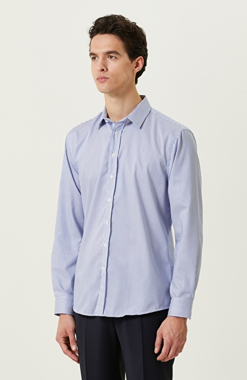 Blue White Slim Fit Shirt