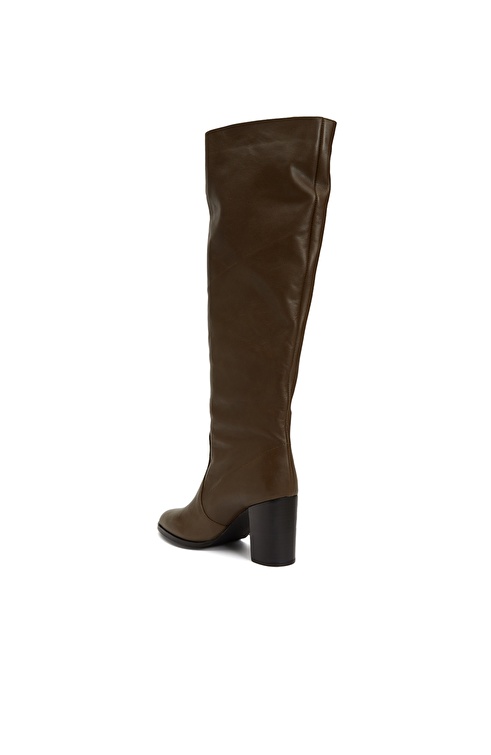 Khaki Women's Leather Boots