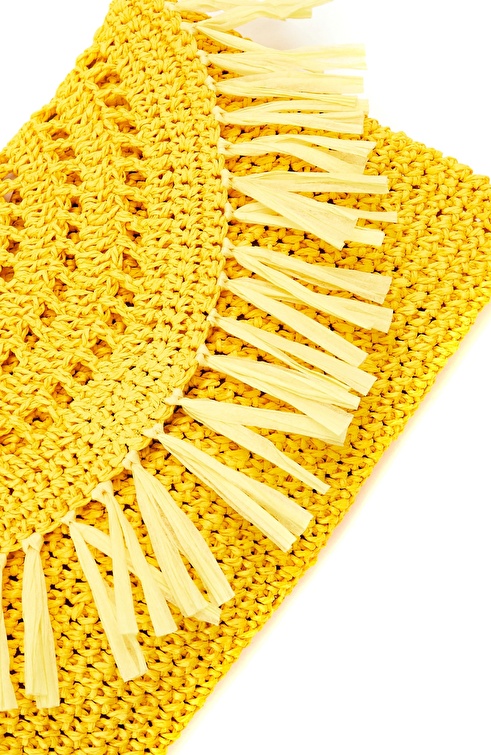 Yellow Female Straw Clutch