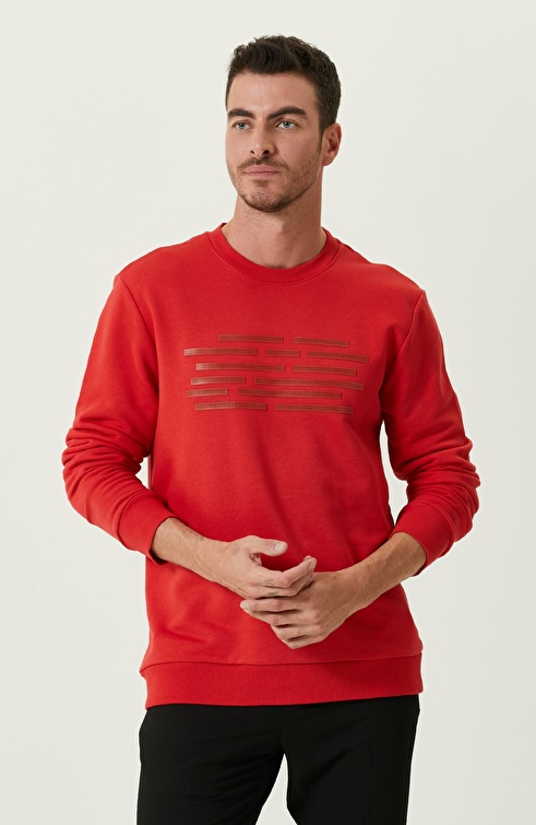 Red Injection Printed Sweatshirt