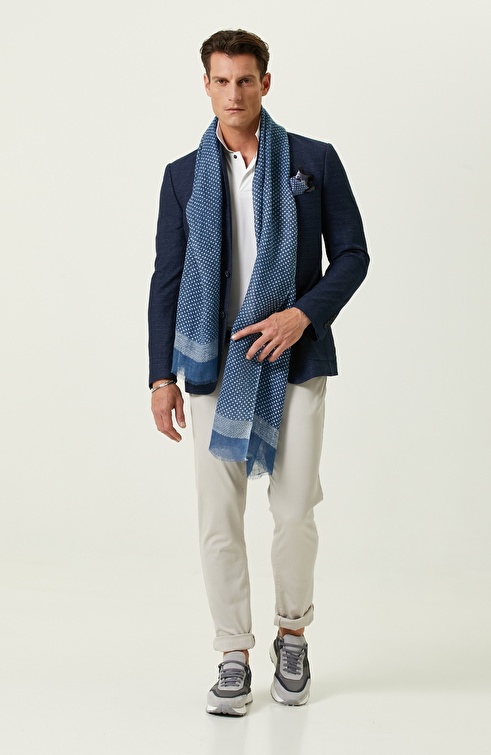 Blue Dot Men's Linen Shawl