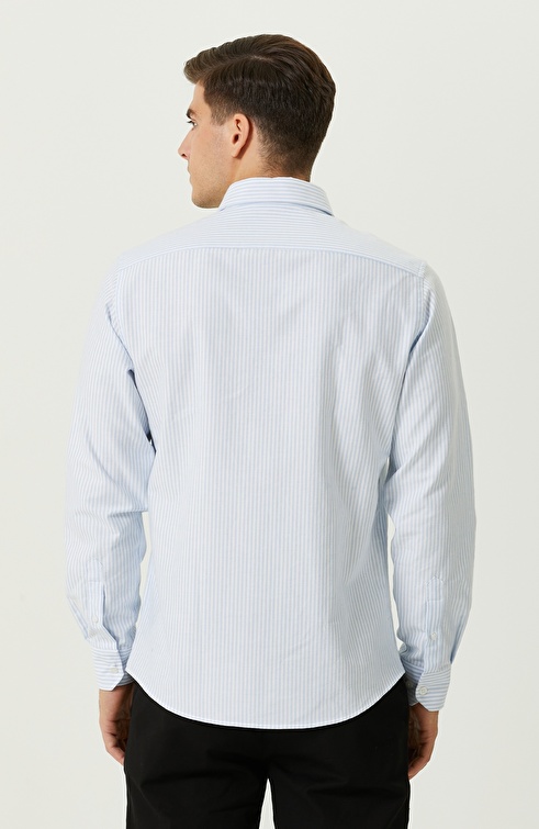 Blue-White Striped Long Sleeve Shirt