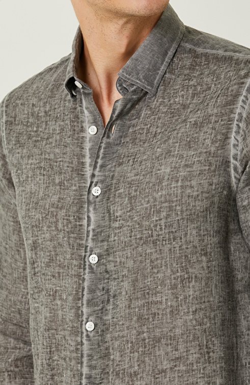 Anthracite Long Sleeve Linen Shirt