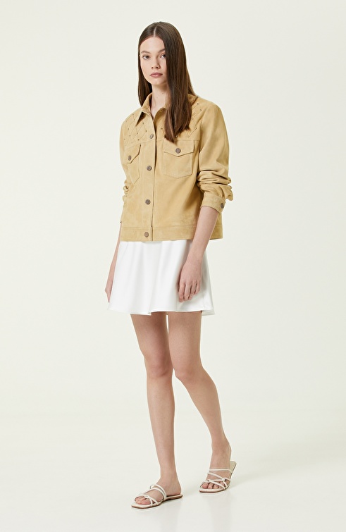 Cream Suede Coat