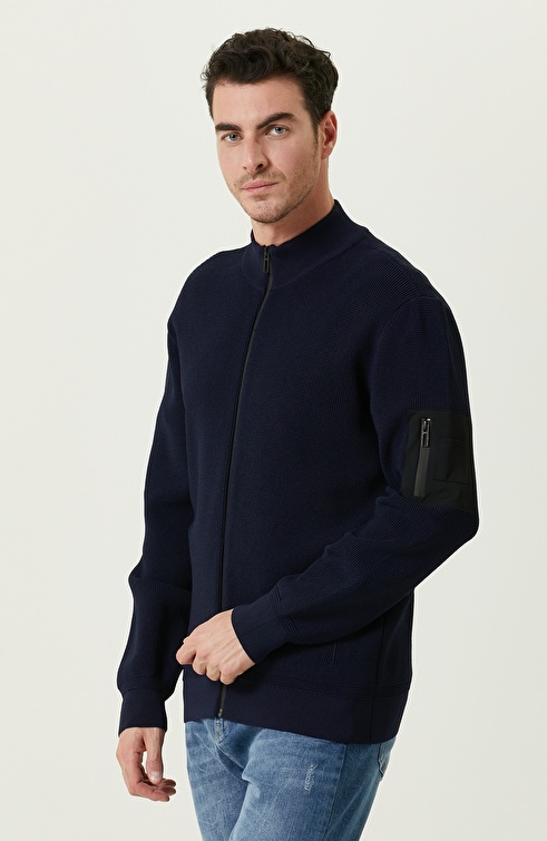 Navy Blue Knitwear Coat