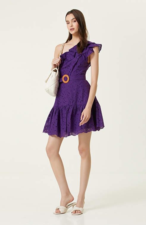 Purple Guipure Mini Dress