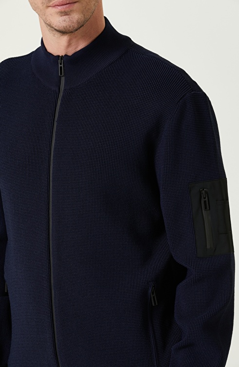 Navy Blue Knitwear Coat