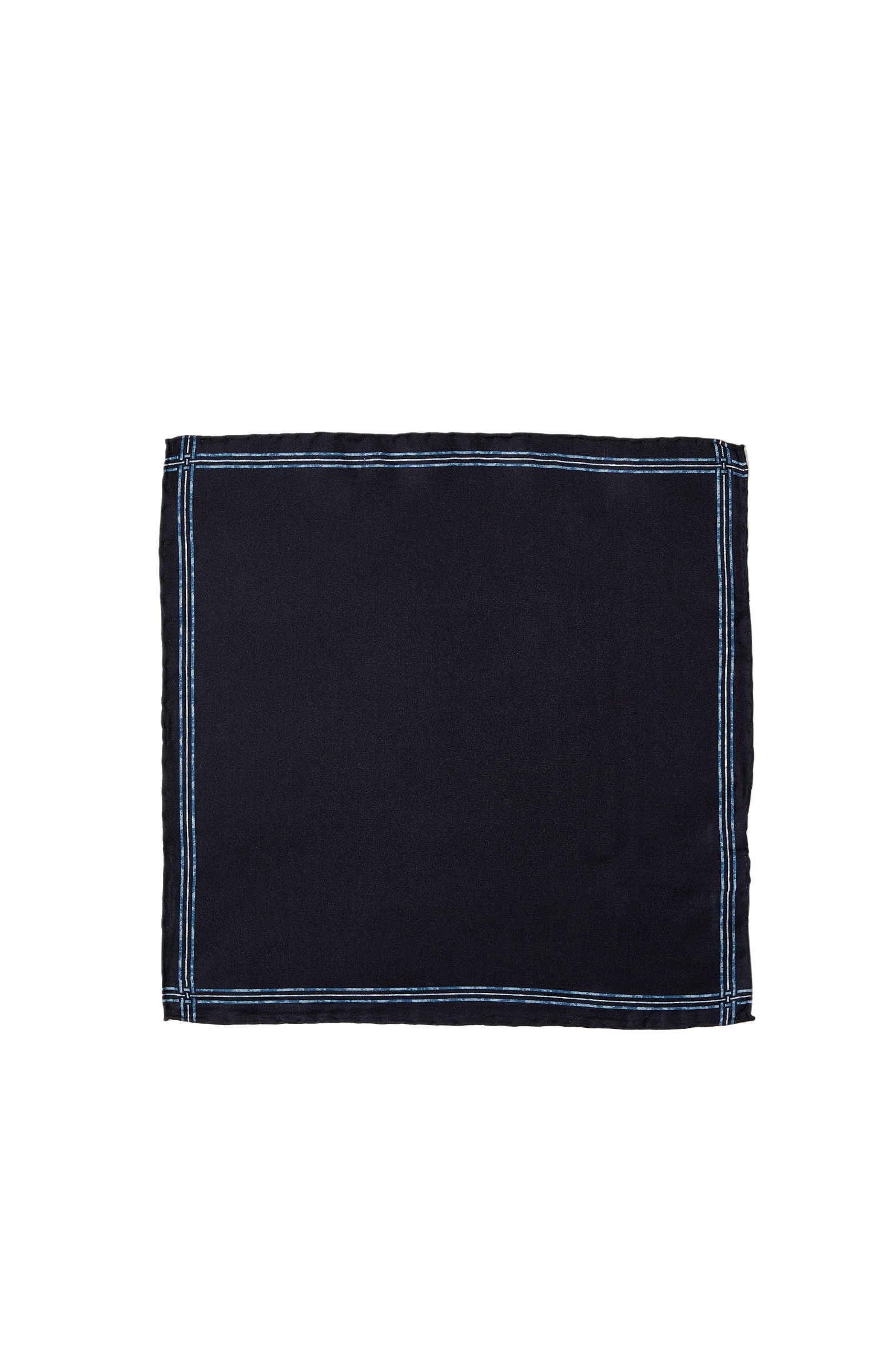 Navy Blue Patterned Men's Silk Handkerchief