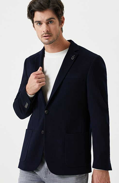 Loro Piana Navy Blue Cashmere Jacket