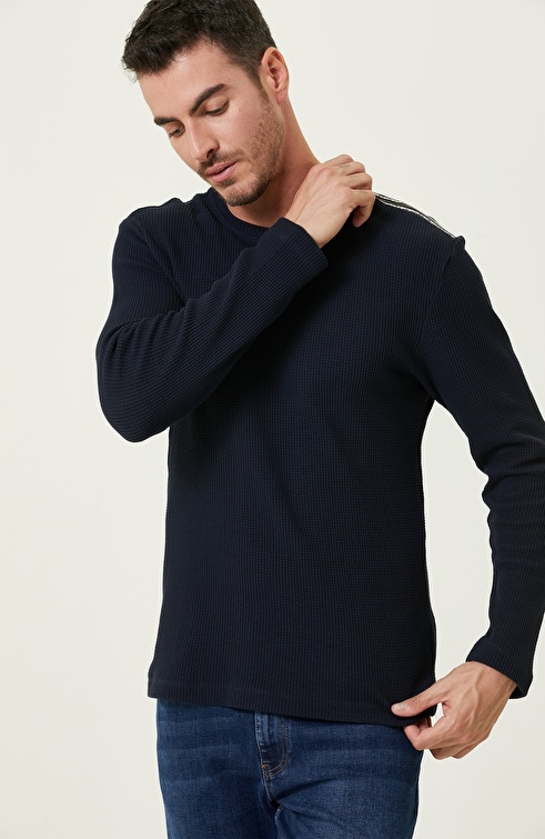 Navy Combed Cotton Sweatshirt