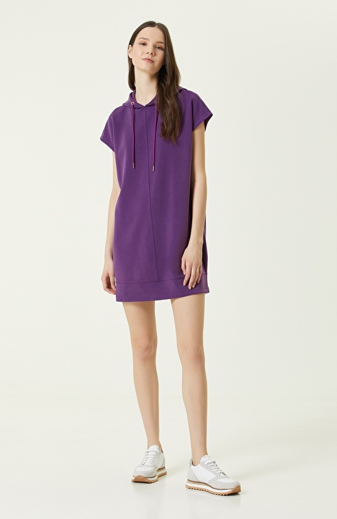 Purple Hooded Mini Dress