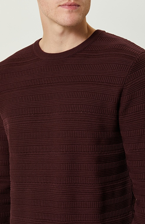 Burgundy Patterned Knitwear Sweater