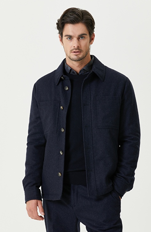 Navy Blue Wool Coat