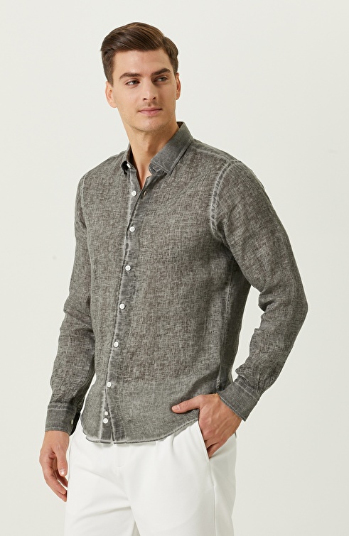 Anthracite Long Sleeve Linen Shirt