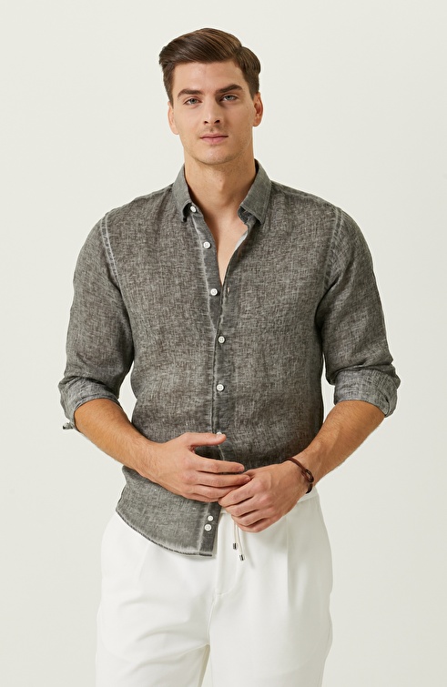 Anthracite Long Sleeve Linen Shirt