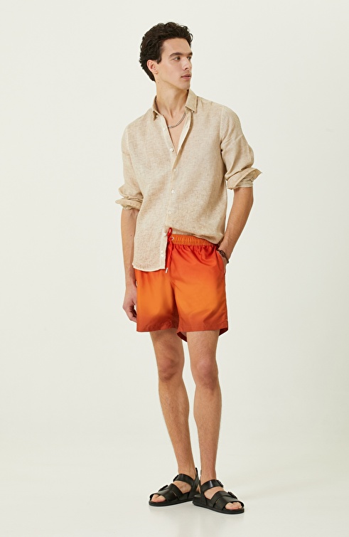 Beige Long Sleeve Linen Shirt