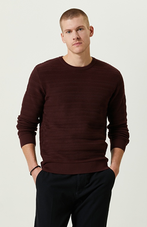 Burgundy Patterned Knitwear Sweater