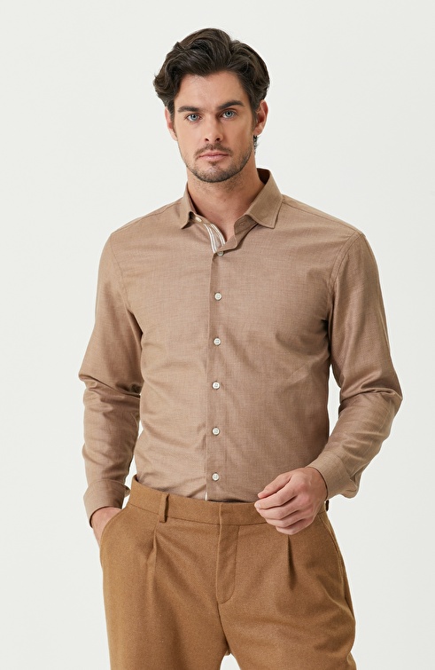 Slim Fit Beige Shirt