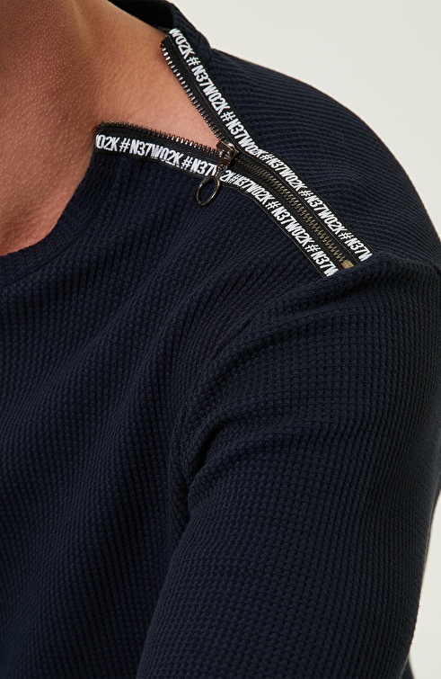 Navy Combed Cotton Sweatshirt