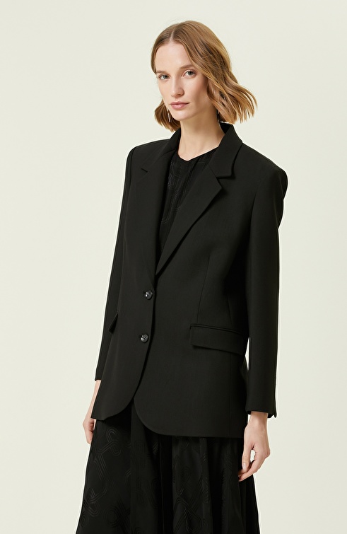 Black Two Button Blazer Jacket