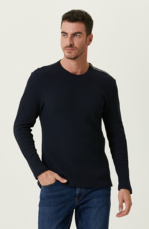 Navy Combed Cotton Sweatshirt