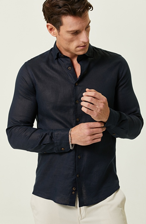 Navy Blue Comfort Fit Shirt