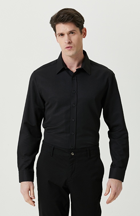 Black Classic Collar Long Sleeve Shirt