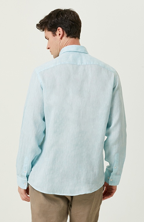 Mint Long Sleeve Linen Shirt