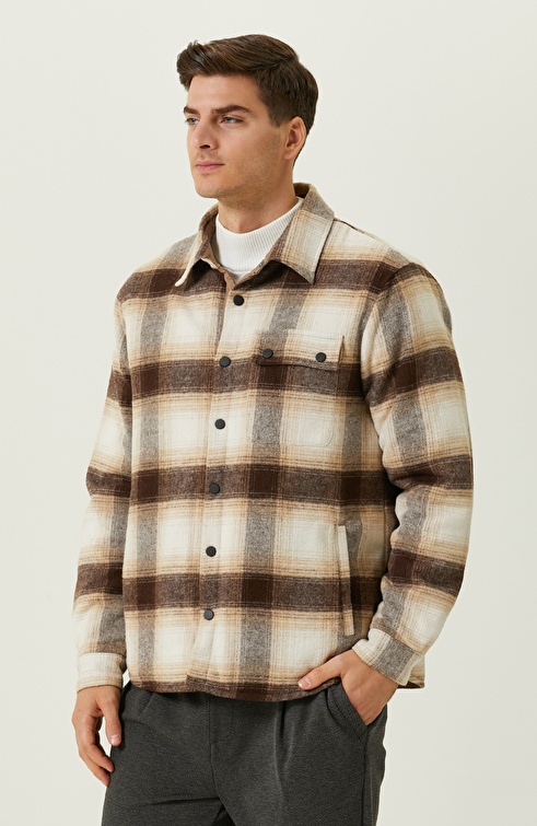 Slim Fit Camel Outer Shirt