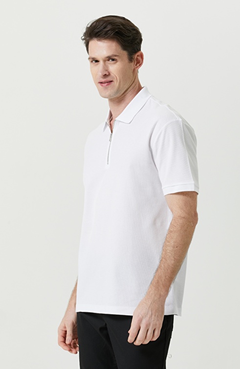 White Polo Neck T-Shirt