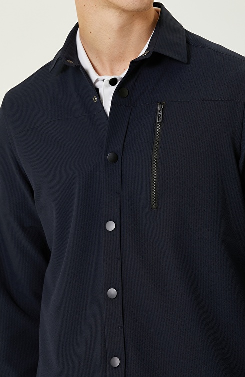 Navy Blue Long Sleeve Outer Shirt