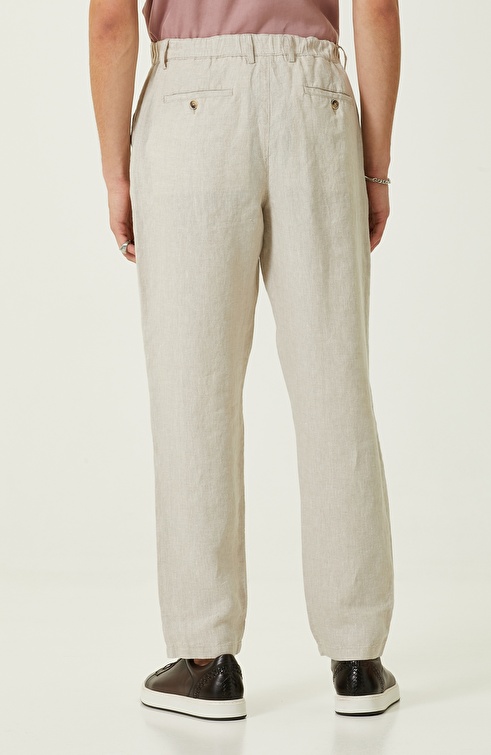 Natural Straight Leg Linen Trousers