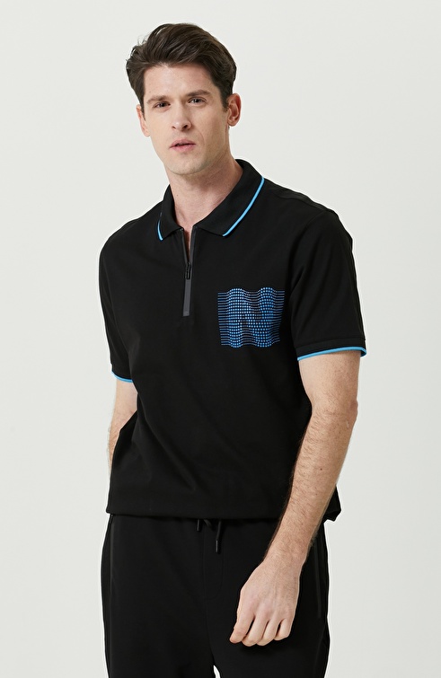 Black Polo Neck Short Sleeve Tshirt