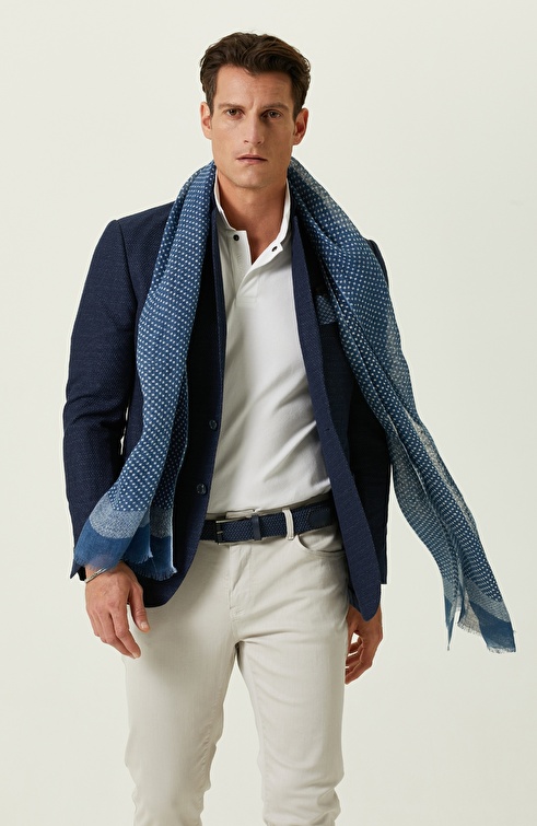 Blue Dot Men's Linen Shawl