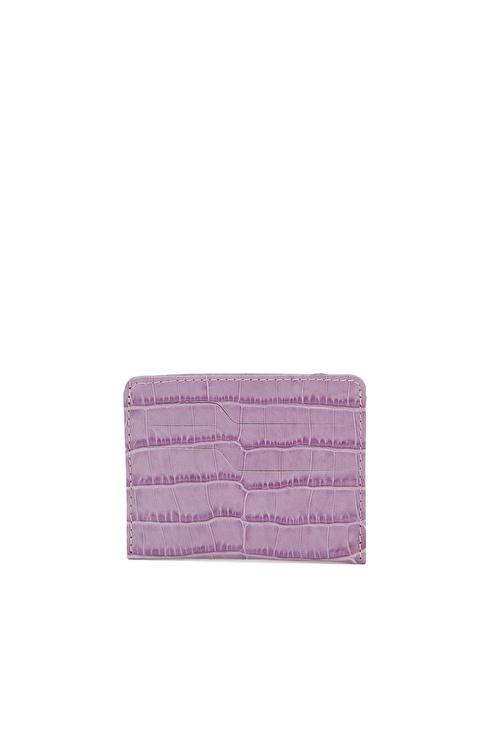 Lilac Crocodile Textured Women's Leather Card Holder