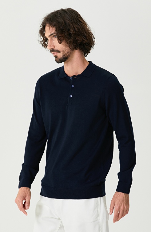 Navy Polo Neck Knitwear