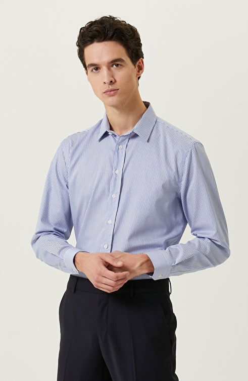 Blue White Slim Fit Shirt