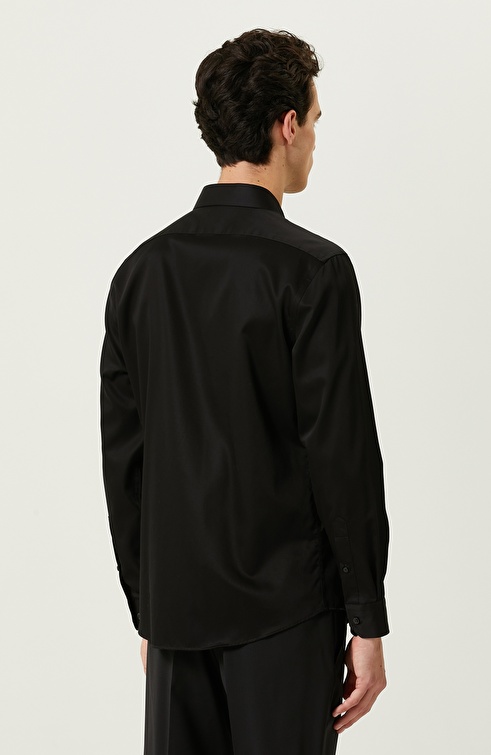 Slim Fit Black Non-iron Shirt