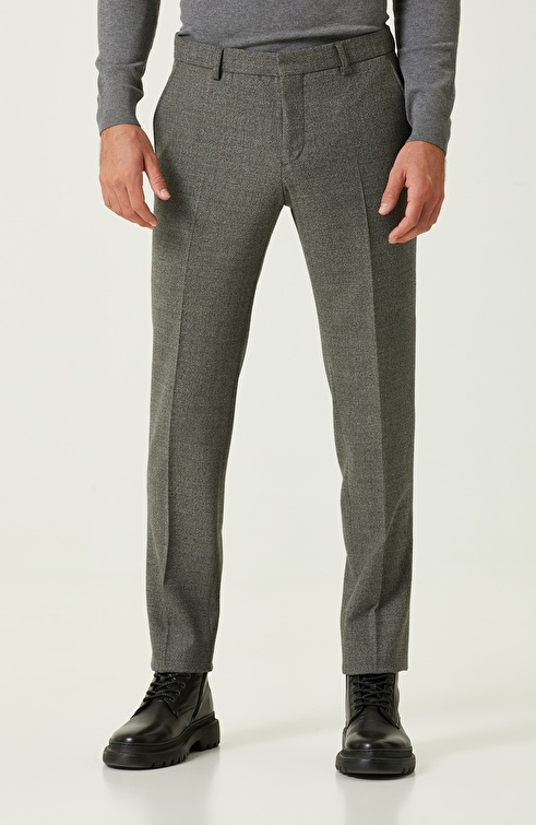 Slim Fit Gray Wool Trousers