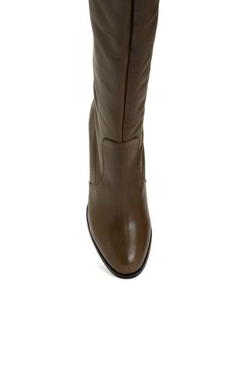 Khaki Women's Leather Boots