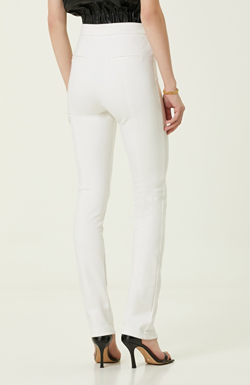 Slim Fit Ecru Trousers