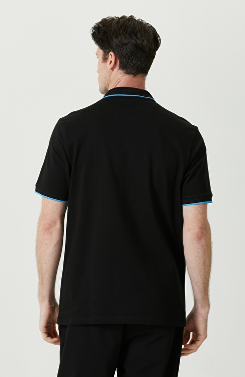 Black Polo Neck Short Sleeve Tshirt