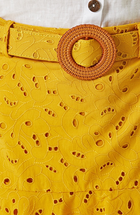 Mustard Mini Guipure Skirt