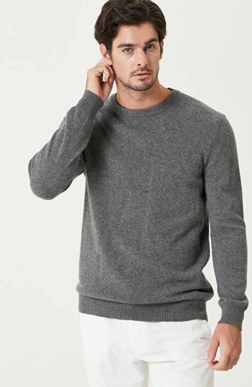 Gray Melange Cashmere Sweater