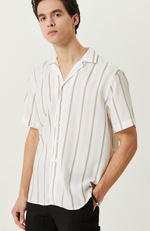 White Striped Short Sleeve Shirt