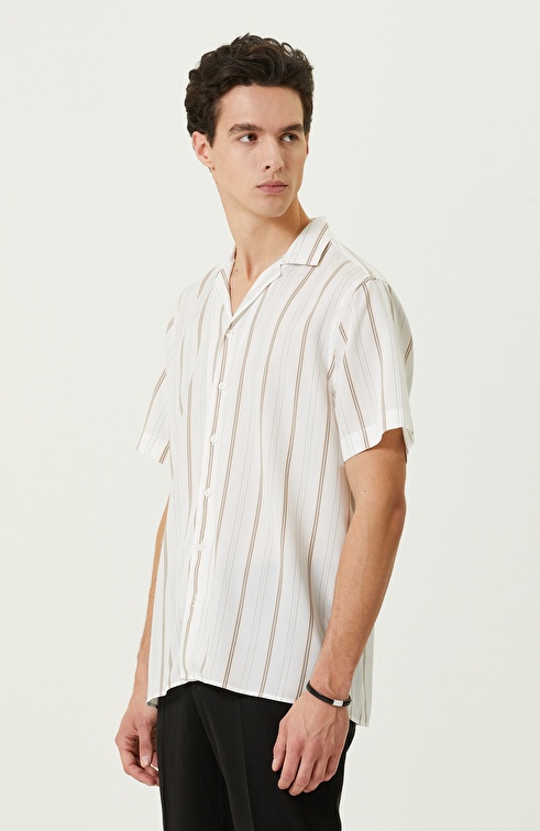 White Striped Short Sleeve Shirt