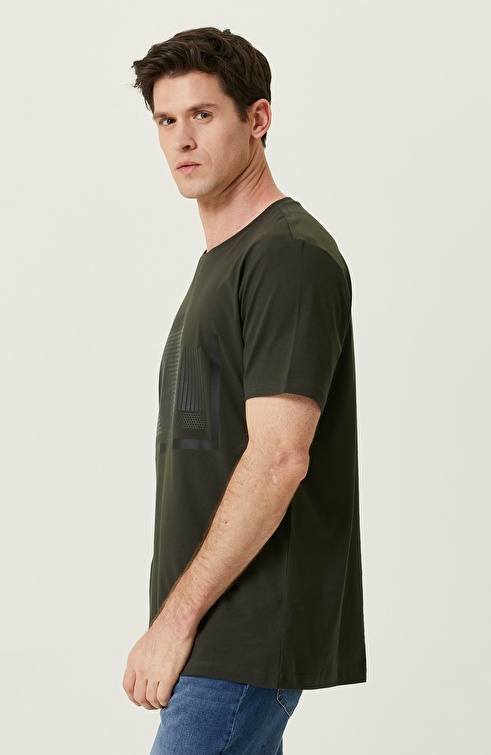 Khaki Printed Short Sleeve T-shirt